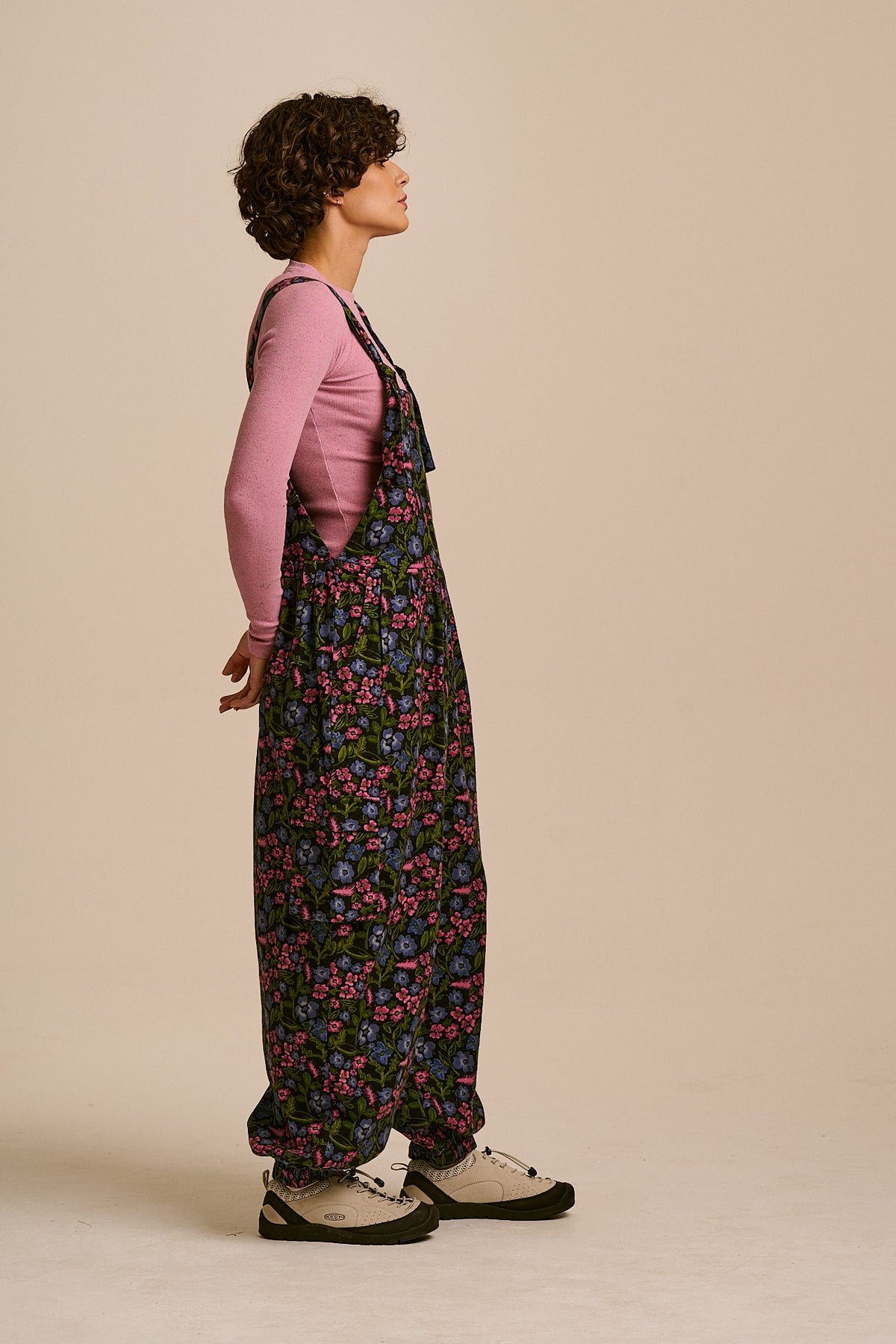 Miyada - Cuffed Leg Dungarees Organic Brushed Cotton in Ditsy Grunge Floral