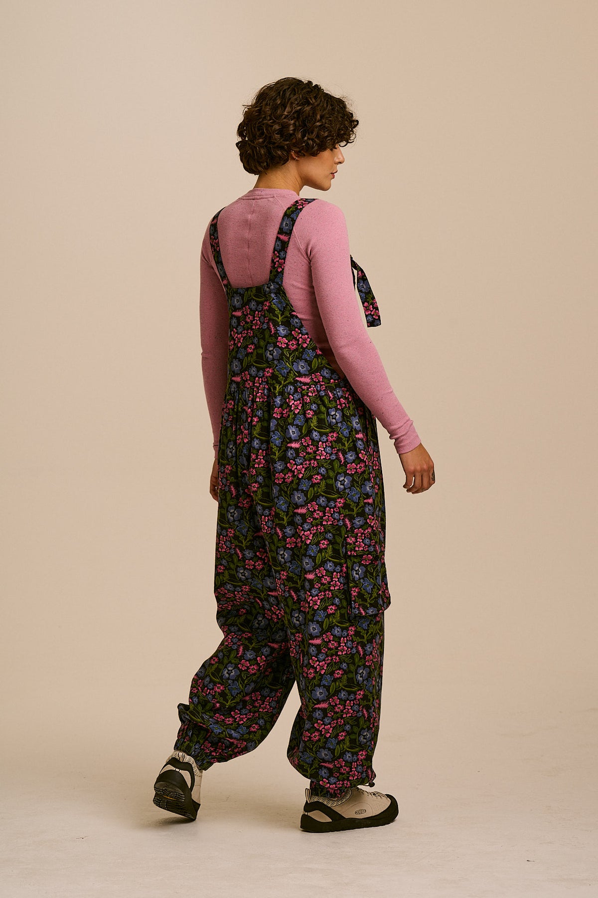 Miyada - Cuffed Leg Dungarees Organic Brushed Cotton in Ditsy Grunge Floral