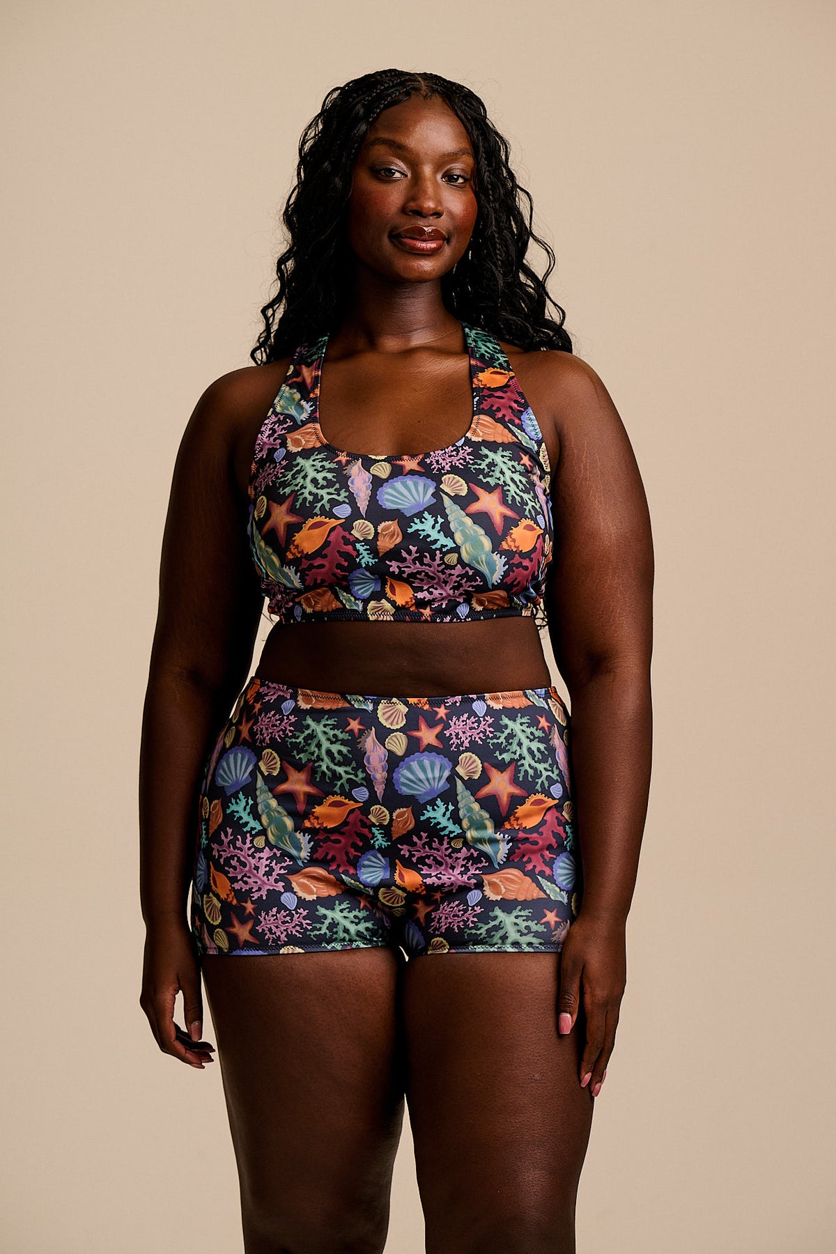 Morella - Racerback Bikini Top Recycled Polyester in Shell Print