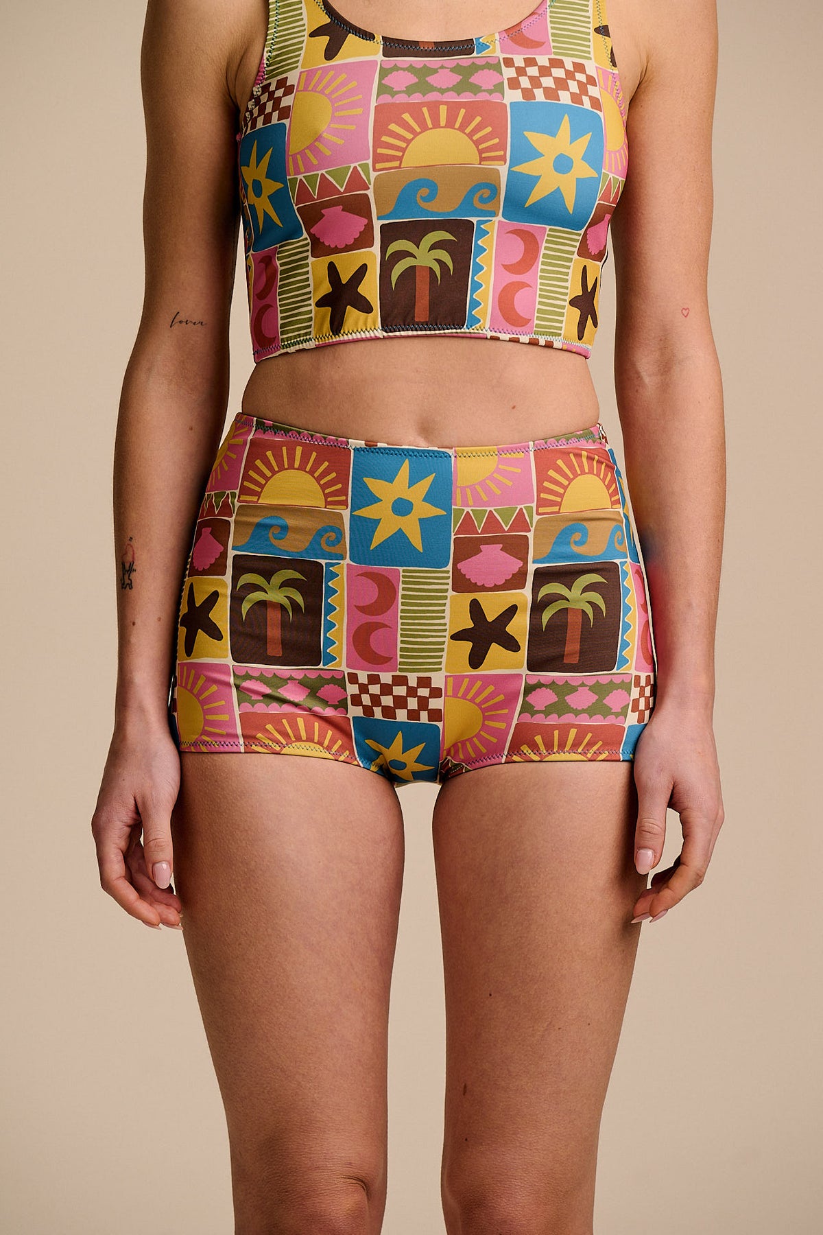 Monte - Bikini Shorts Recycled Polyester in Coastal Tile