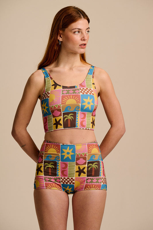 Monte - Bikini Shorts Recycled Polyester in Coastal Tile