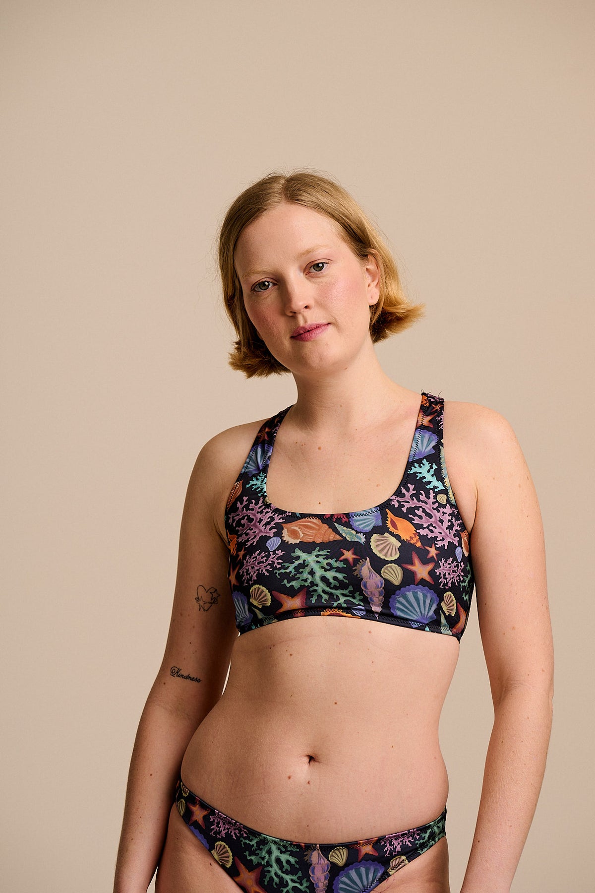 Morella - Racerback Bikini Top Recycled Polyester in Shell Print