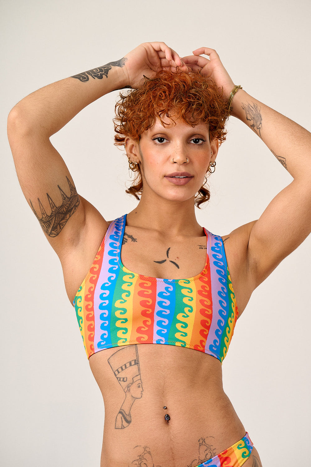 Morella - Racerback Bikini Top Recycled Polyester in Rainbow Wave