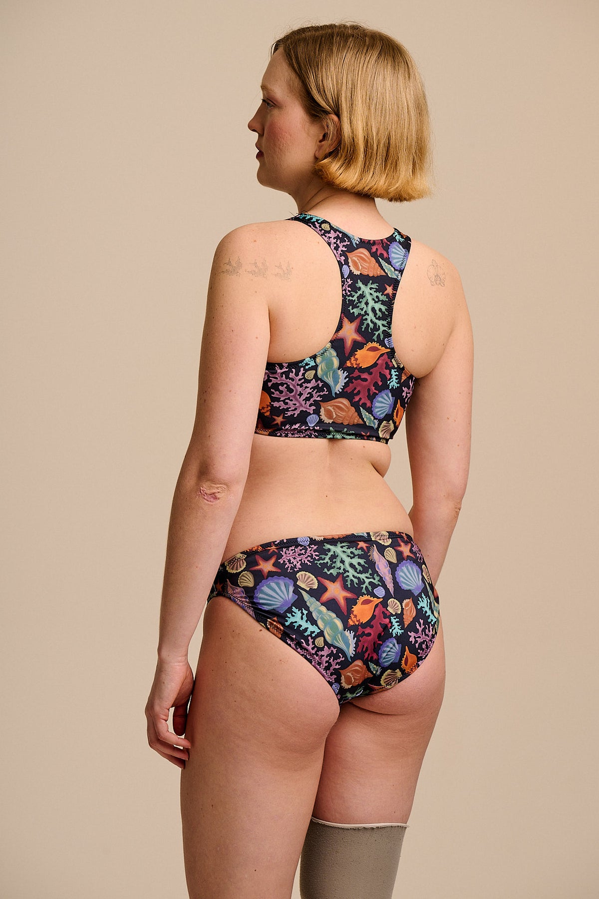 Morella - Racerback Bikini Top Recycled Polyester in Shell Print