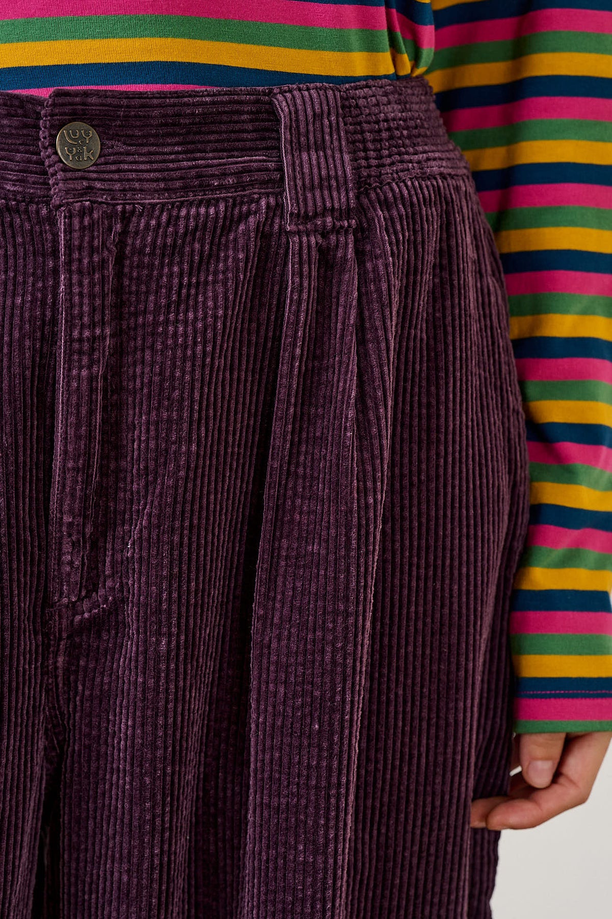 Ashby - Organic Corduroy Barrel Trouser in Plum Perfect