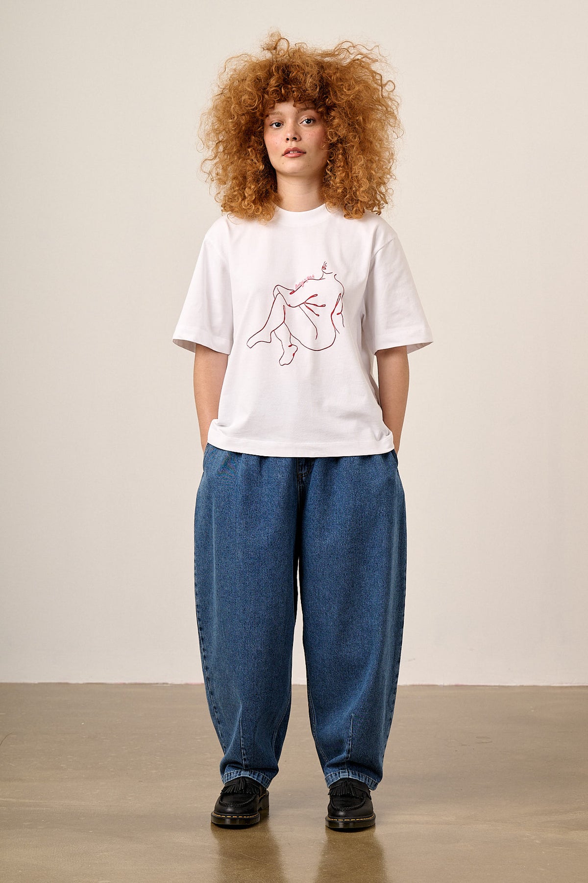 Noa - Boxy T-Shirt - Organic Cotton in White Bodies Print