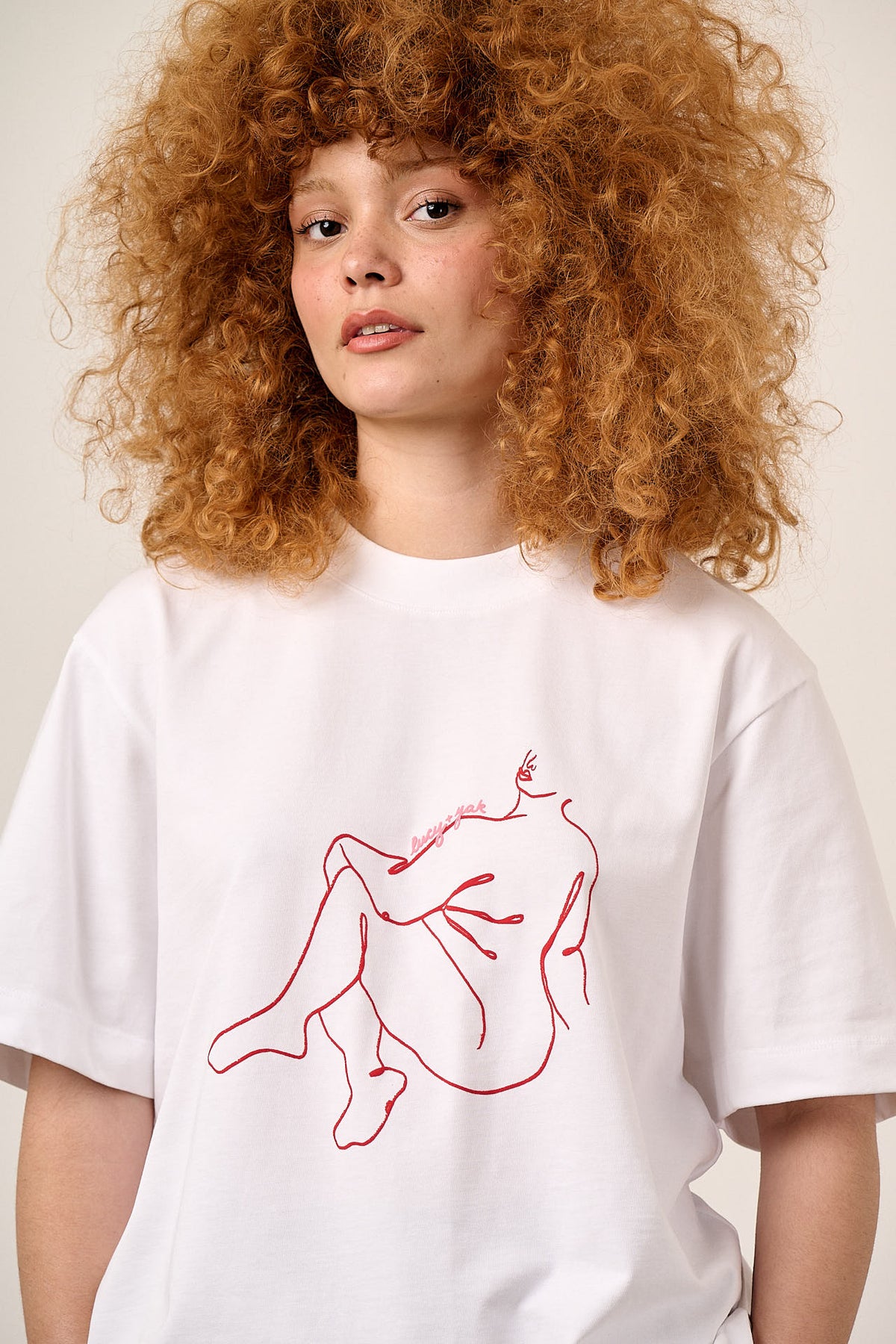 Noa - Boxy T-Shirt - Organic Cotton in White Bodies Print