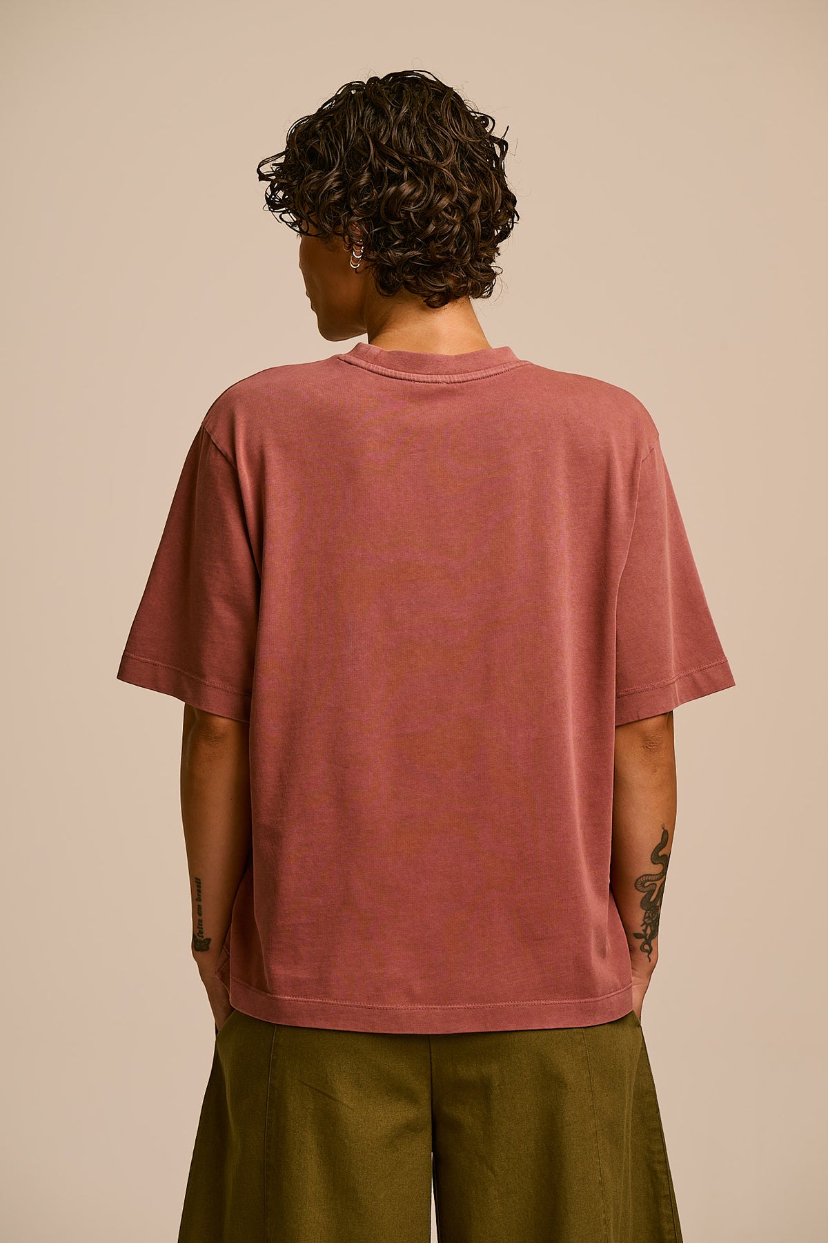 Noa - Boxy T-Shirt Organic Cotton in Washed Pink