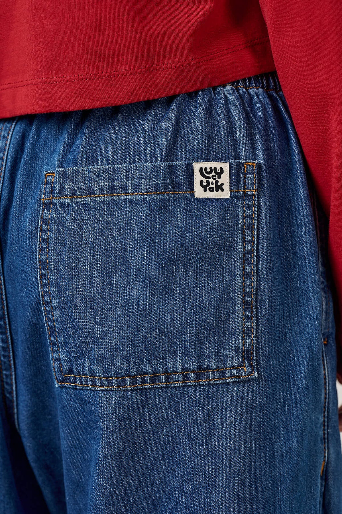 Norris - Wide Leg Jeans Organic Cotton Denim in Mid Wash Blue