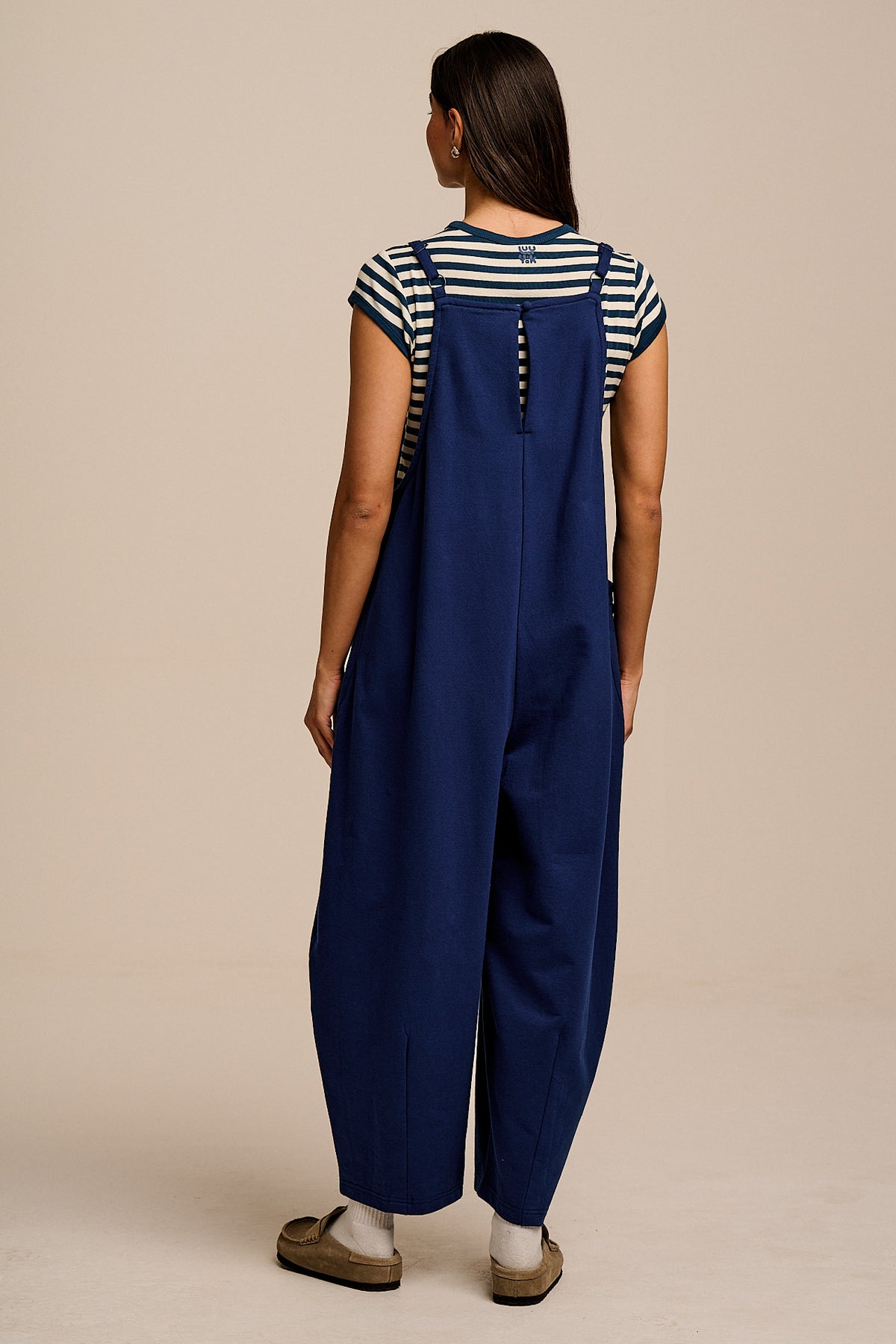 Oaxaca - Barrel Leg Dungarees - Organic Cotton Jersey in Navy