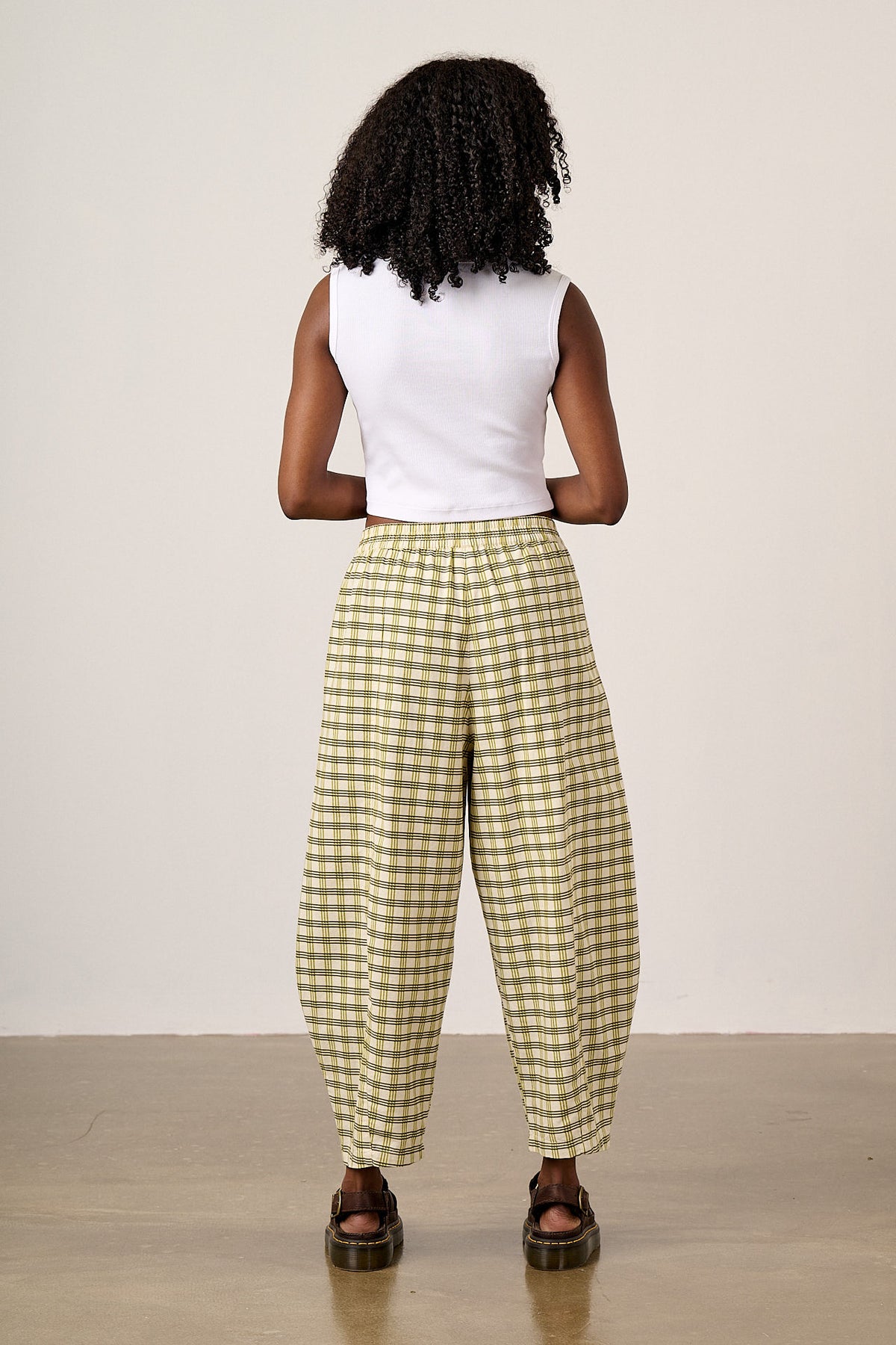 Obregon - Barrel Leg Trousers Organic Cotton in Green Check