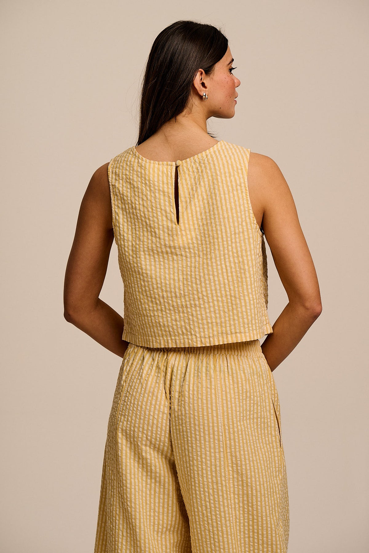Arden - Cotton Shell Top in Yellow Stripe