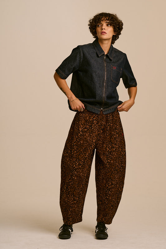 Obregon - Barrel Leg Trousers Organic Cotton in Animal Print
