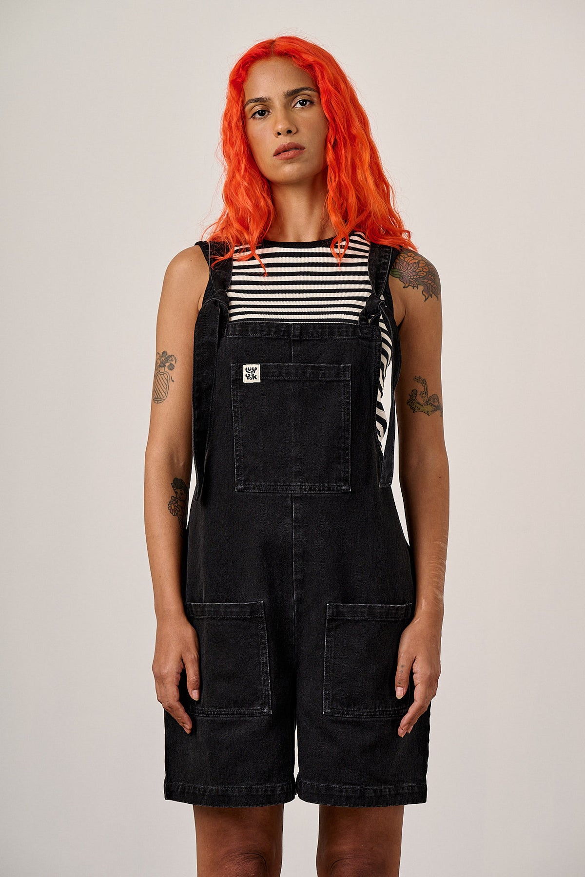 Original - Dungaree Shorts Organic Cotton in Washed Black
