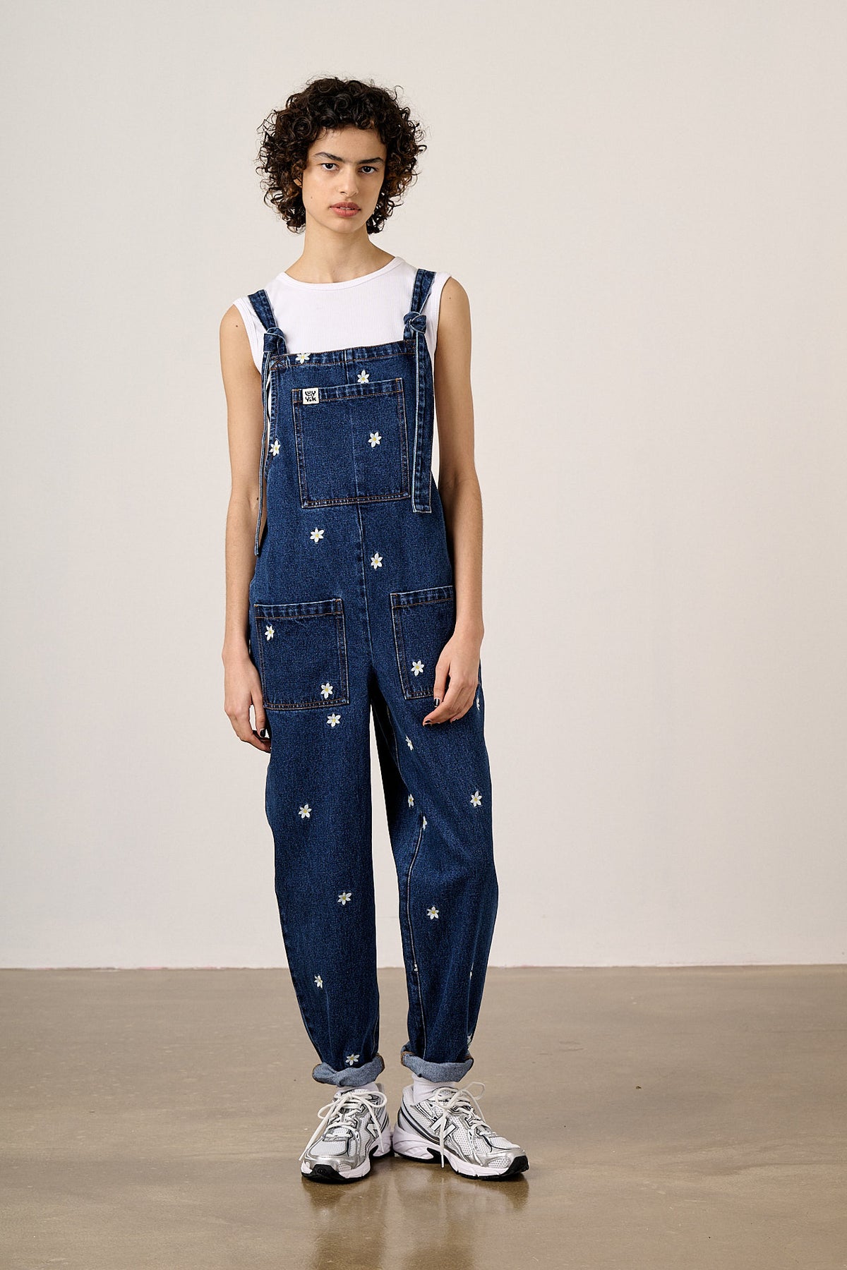Original - Straight Leg Dungarees Organic Cotton Denim in Daisy Embroidery