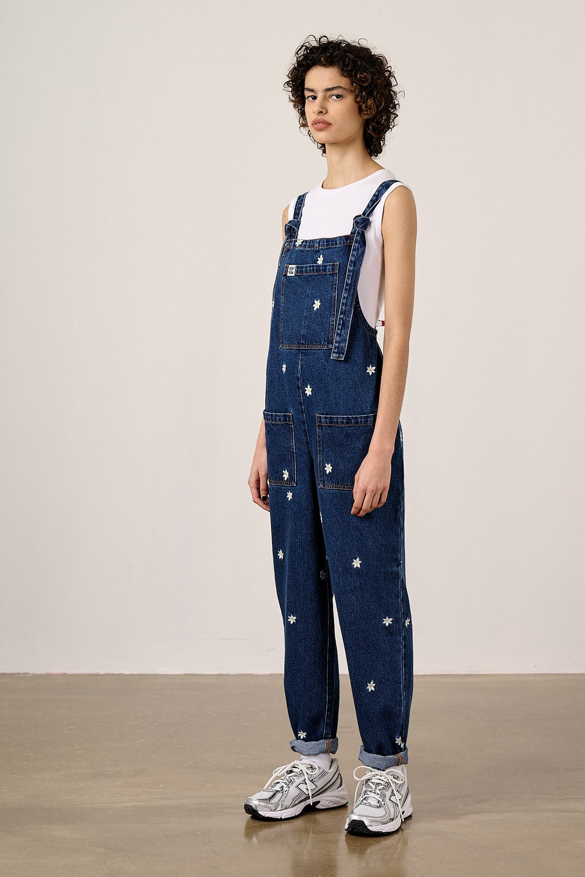 Original - Straight Leg Dungarees Organic Cotton Denim in Daisy Embroidery