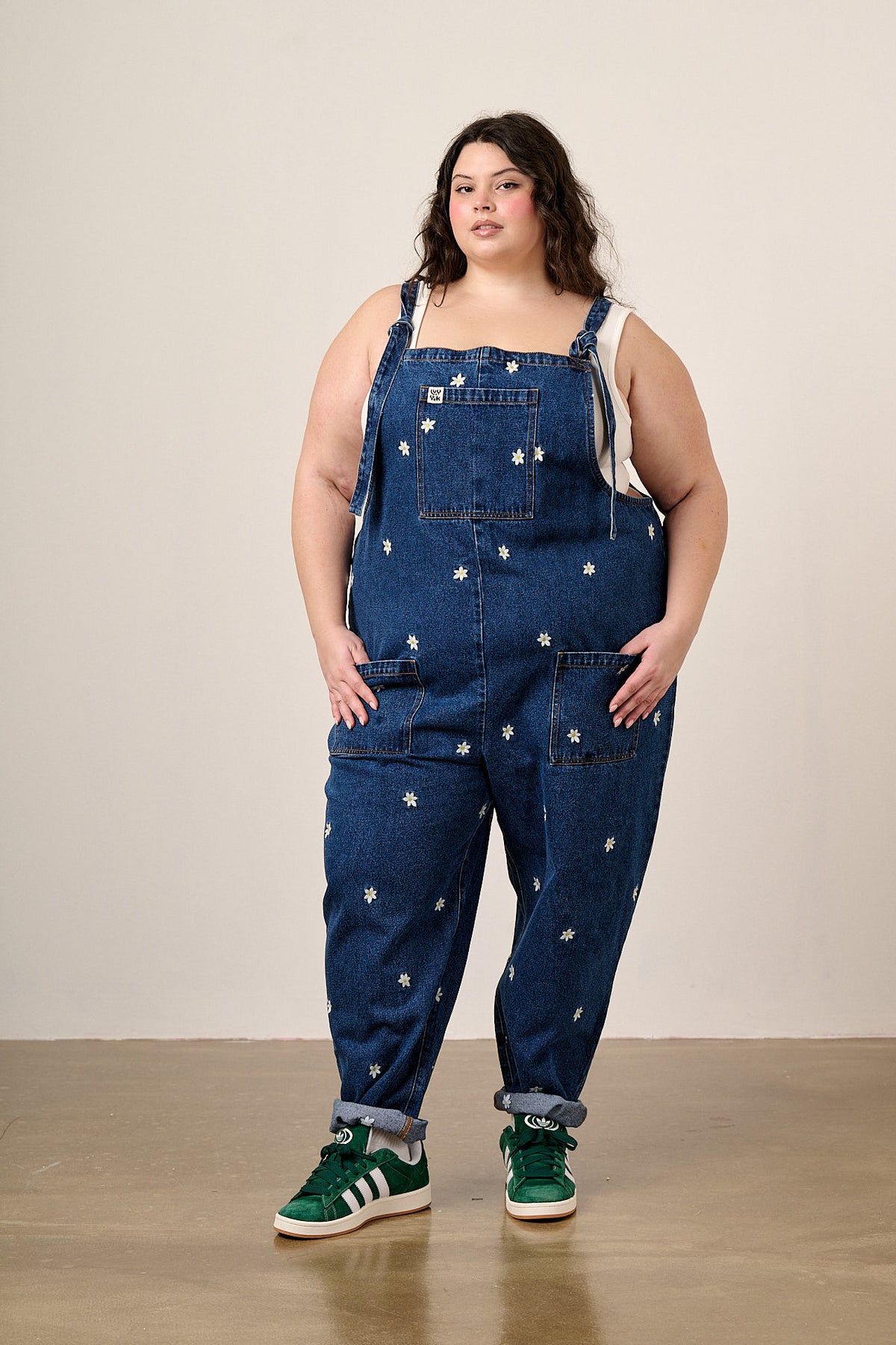 Original - Straight Leg Dungarees Organic Cotton Denim in Daisy Embroidery