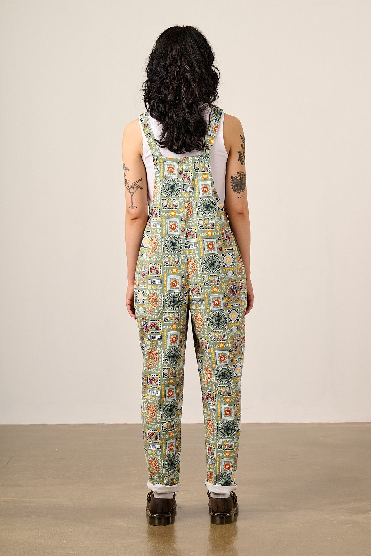 Original - Straight Leg Dungarees Organic Cotton in Green Cosmic Folk
