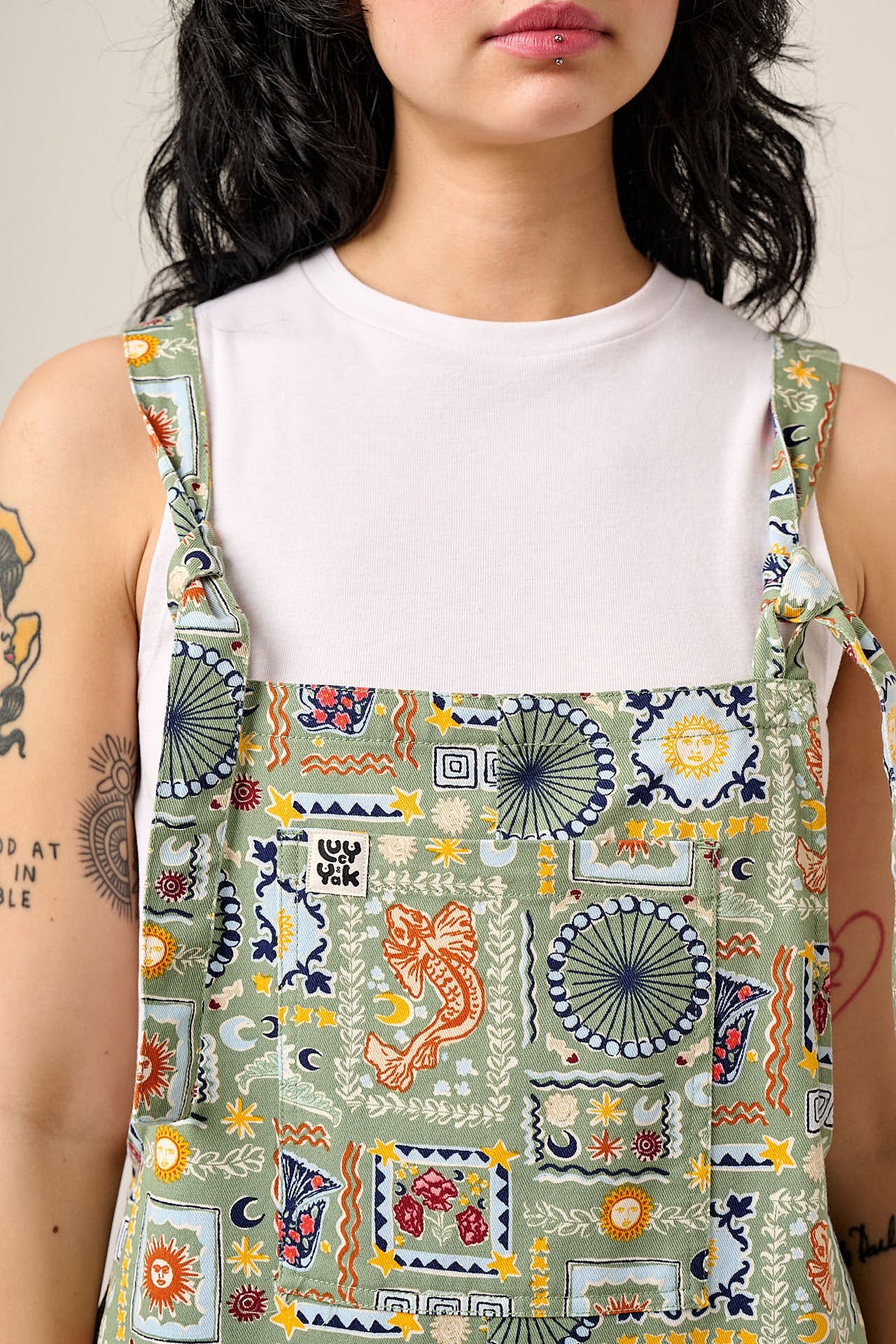 Original - Straight Leg Dungarees Organic Cotton in Green Cosmic Folk