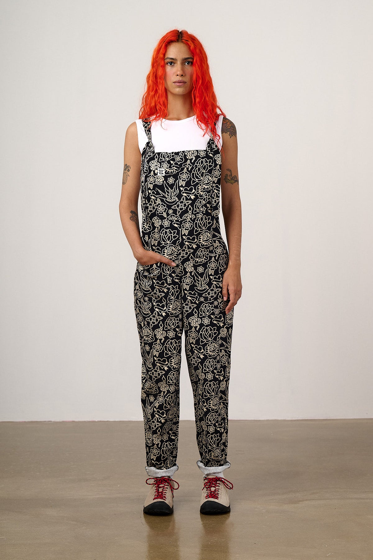 Original - Straight Leg Dungarees Organic Cotton in Black & White Tattoo