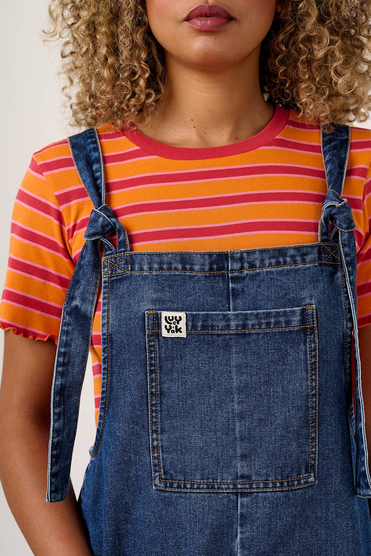 Original - Dungaree Shorts Organic Cotton in Mid Wash Blue