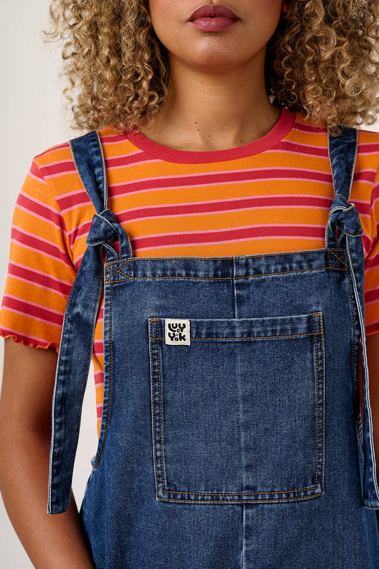 Original - Dungaree Shorts Organic Cotton in Mid Wash Blue