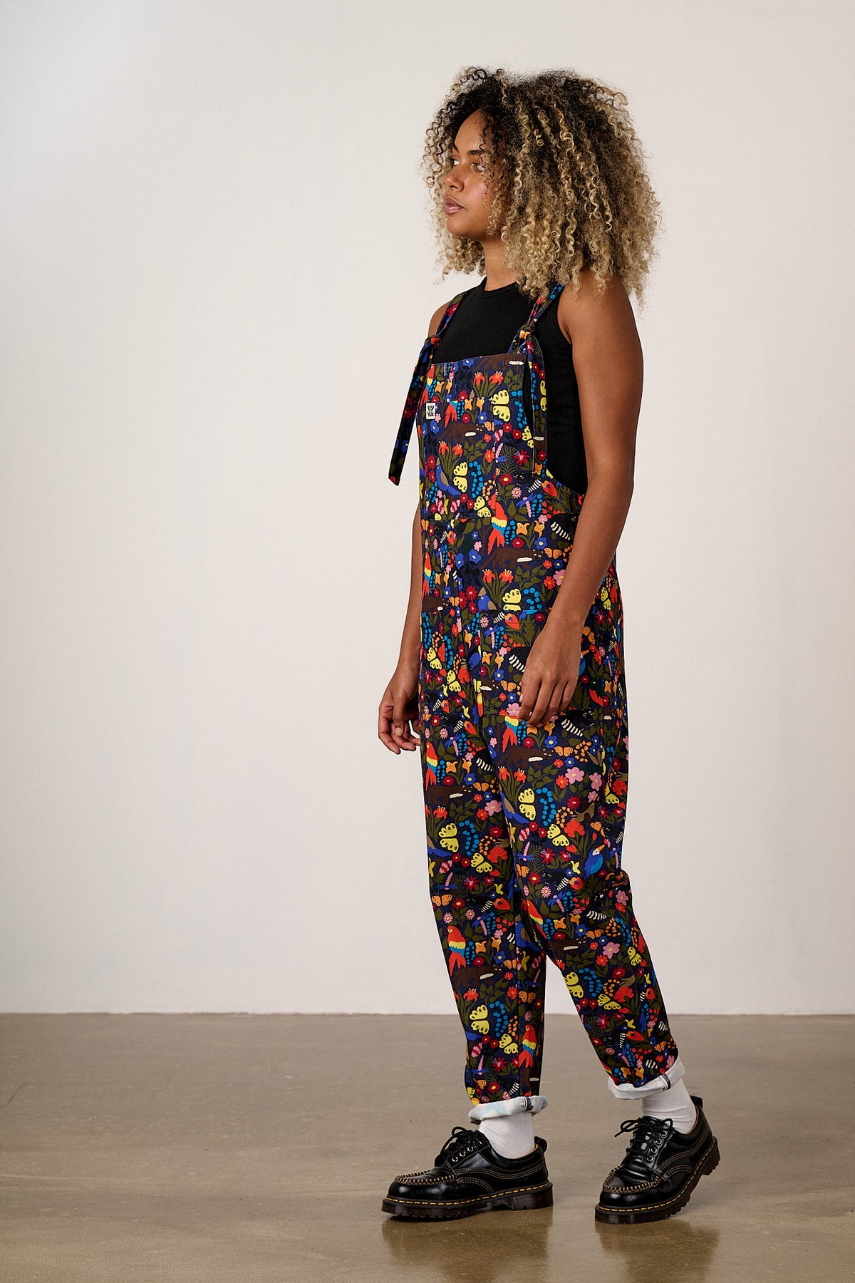 Original - Straight Leg Dungarees Organic Cotton in Animals & Flowers Print