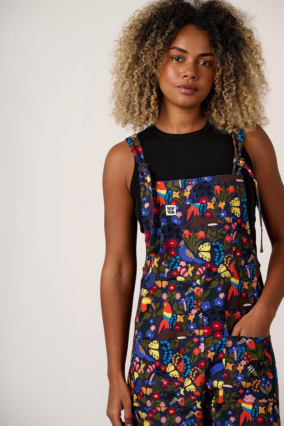 Original - Straight Leg Dungarees Organic Cotton in Animals & Flowers Print