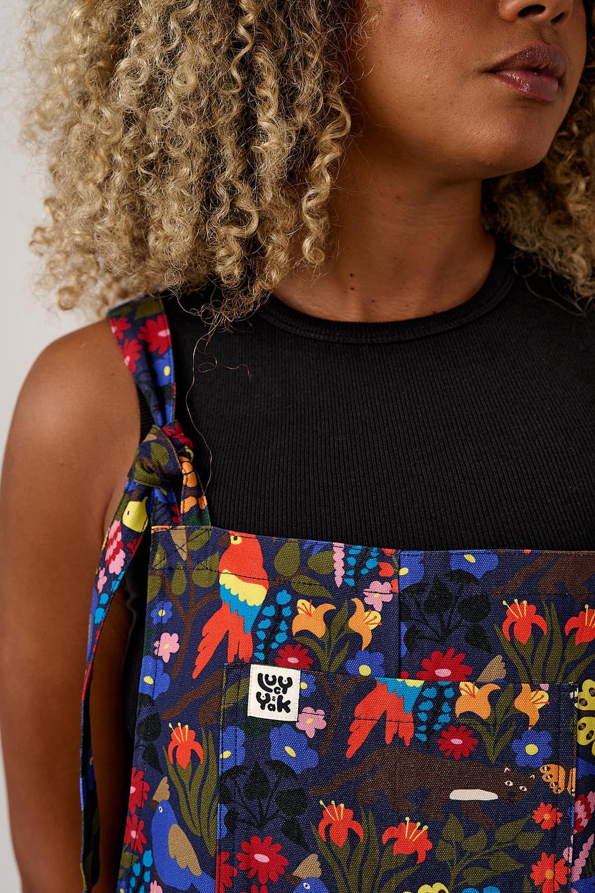 Original - Straight Leg Dungarees Organic Cotton in Animals & Flowers Print