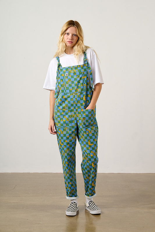 Original - Straight Leg Dungarees Organic Cotton in Celestial Checkerboard