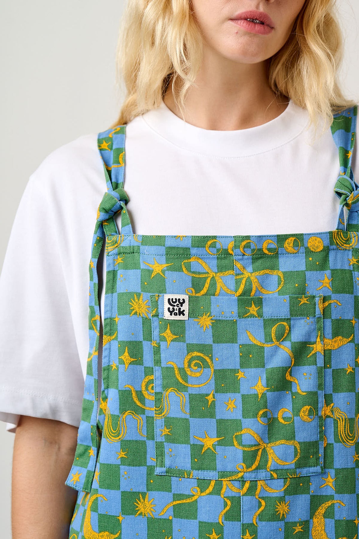 Original - Straight Leg Dungarees Organic Cotton in Celestial Checkerboard