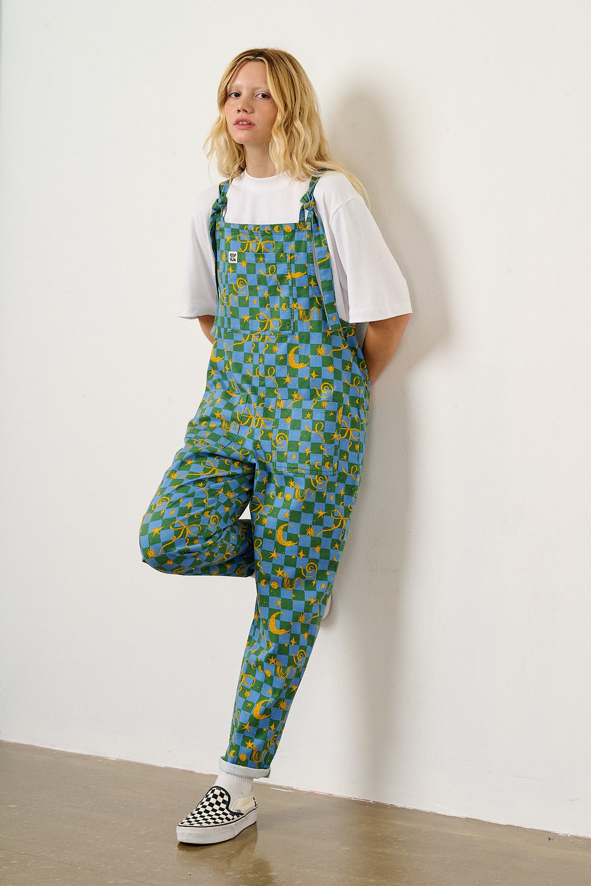 Original - Straight Leg Dungarees Organic Cotton in Celestial Checkerboard