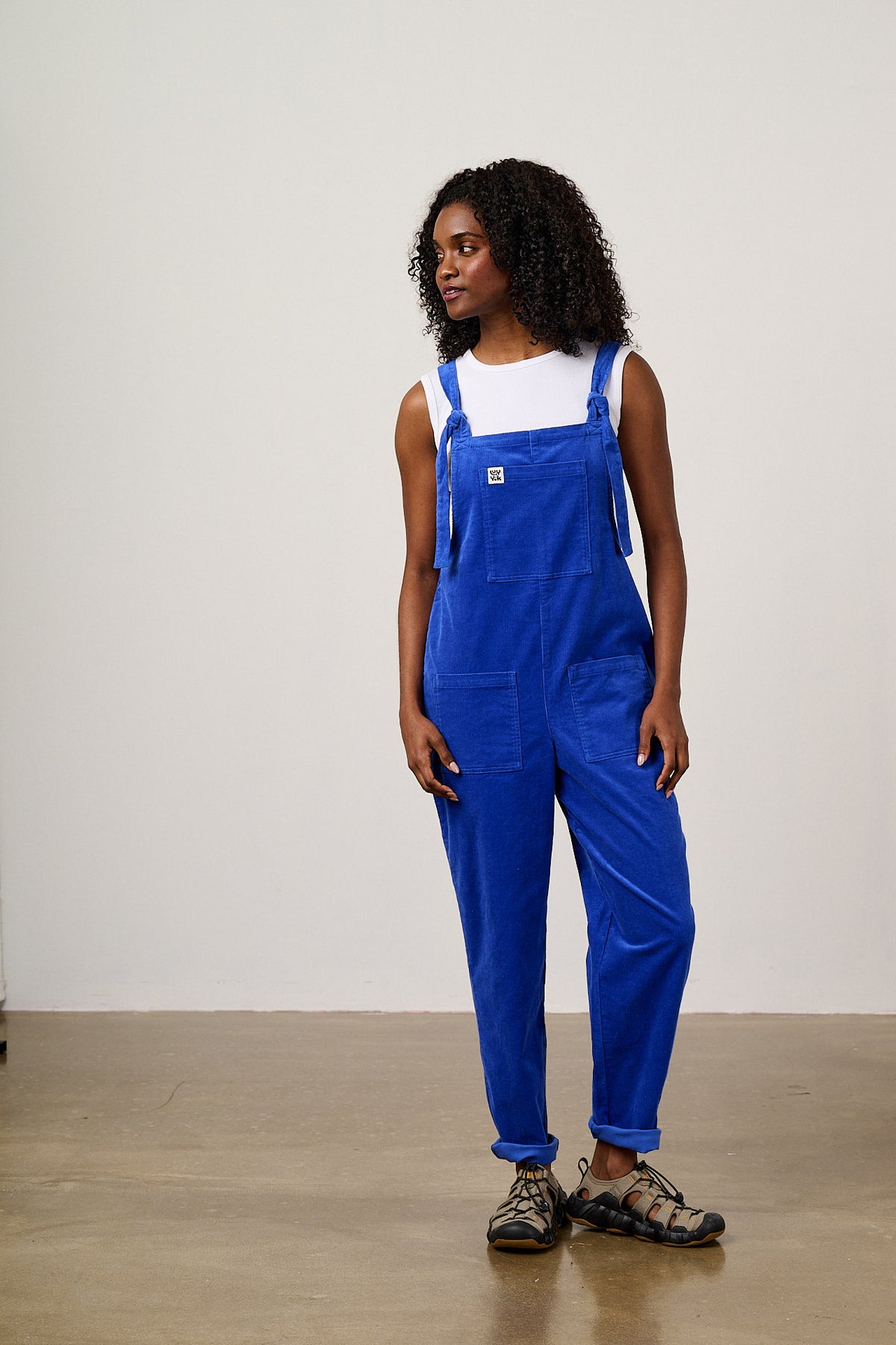 Original - Straight Leg Dungarees Organic Cotton Corduroy in Cobalt Blue