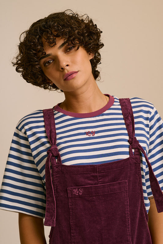 Original - Straight Leg Dungarees Organic Cotton Corduroy in Grape Wine