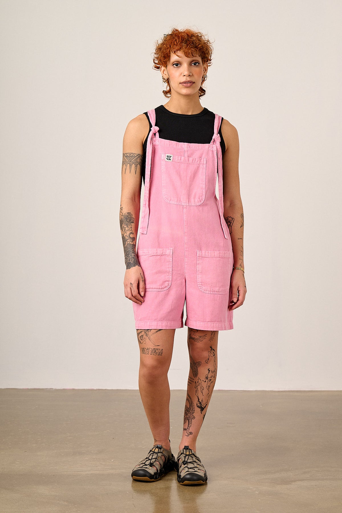 Original - Mid-Thigh Dungaree Shorts Organic Cotton in Light Pink