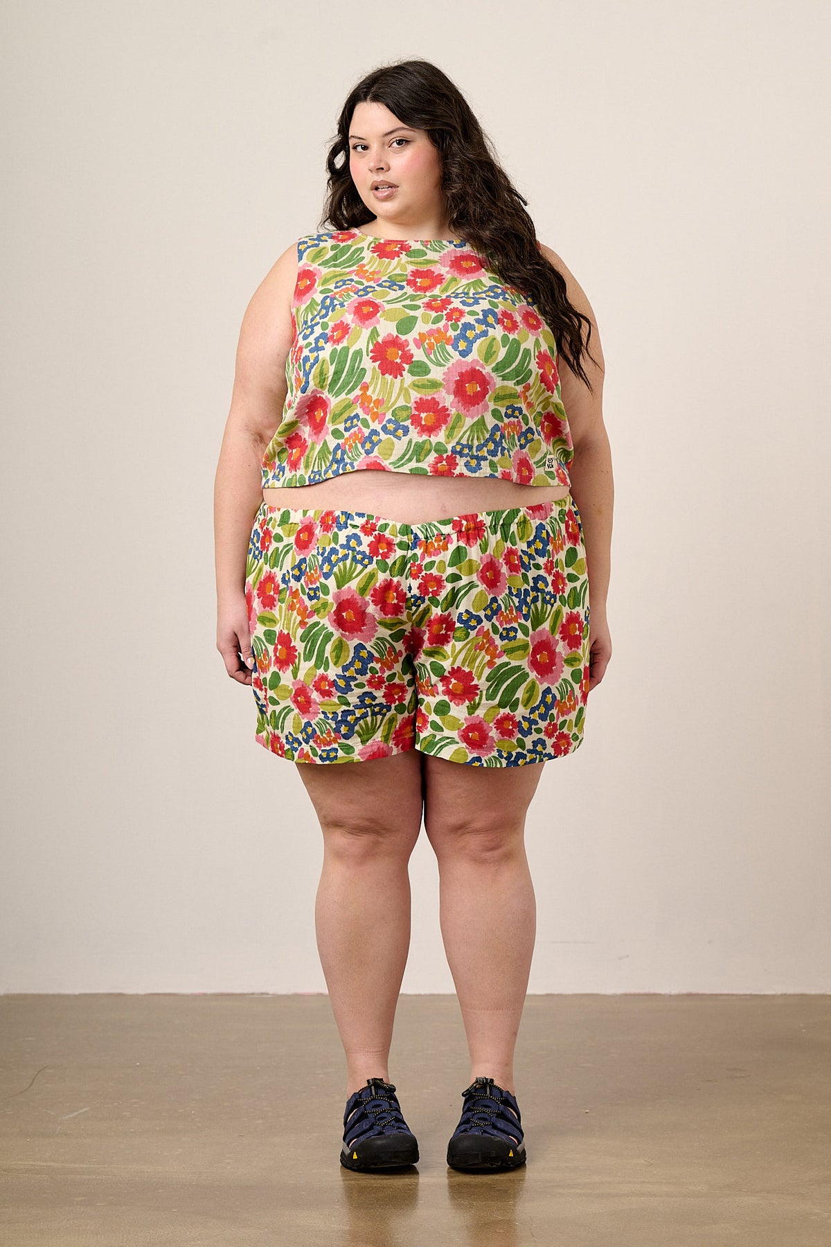 Popan - Relaxed Shorts Organic Cotton Double Gauze in Ivory Marie Print