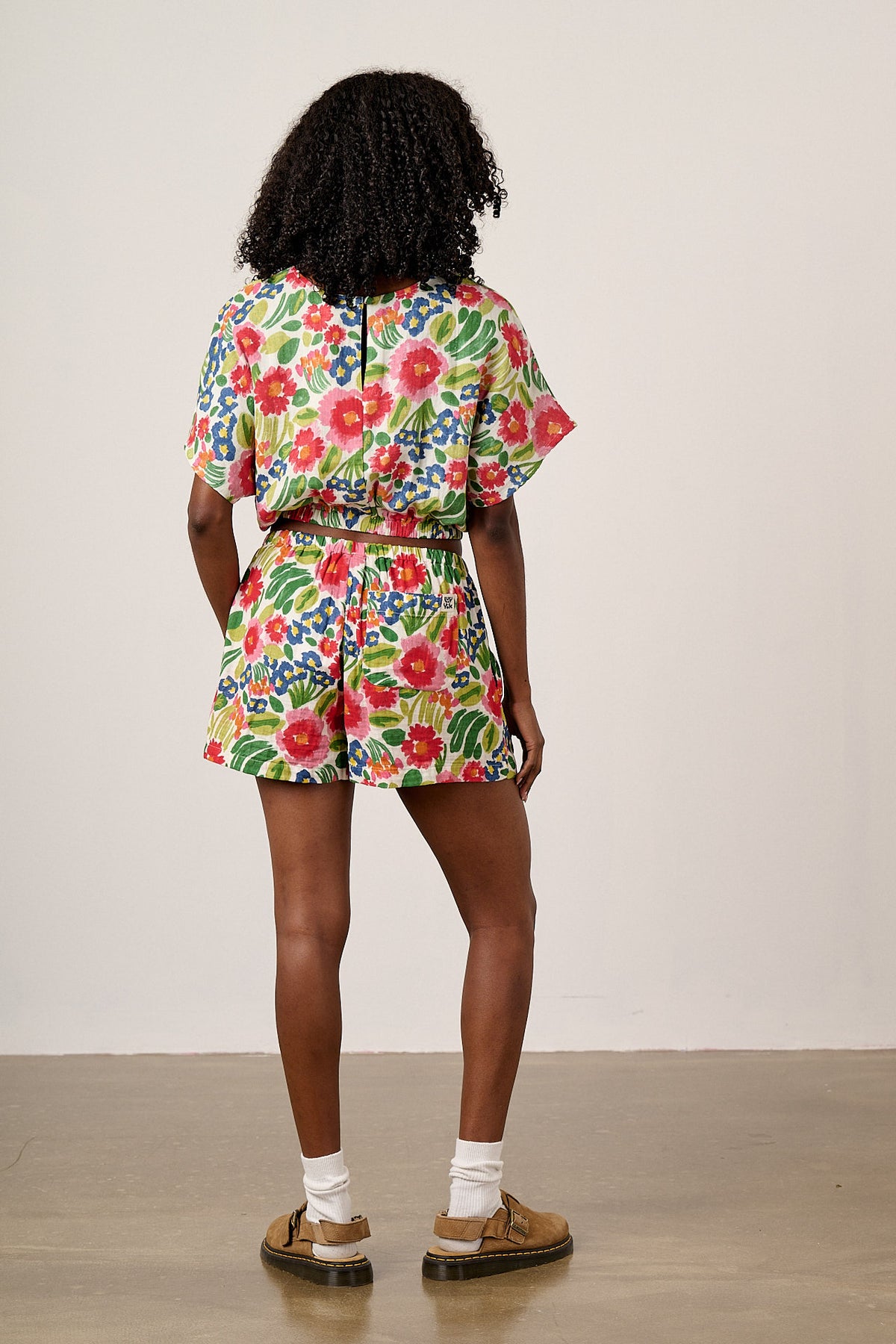 Popan - Relaxed Shorts Organic Cotton Double Gauze in Ivory Marie Print