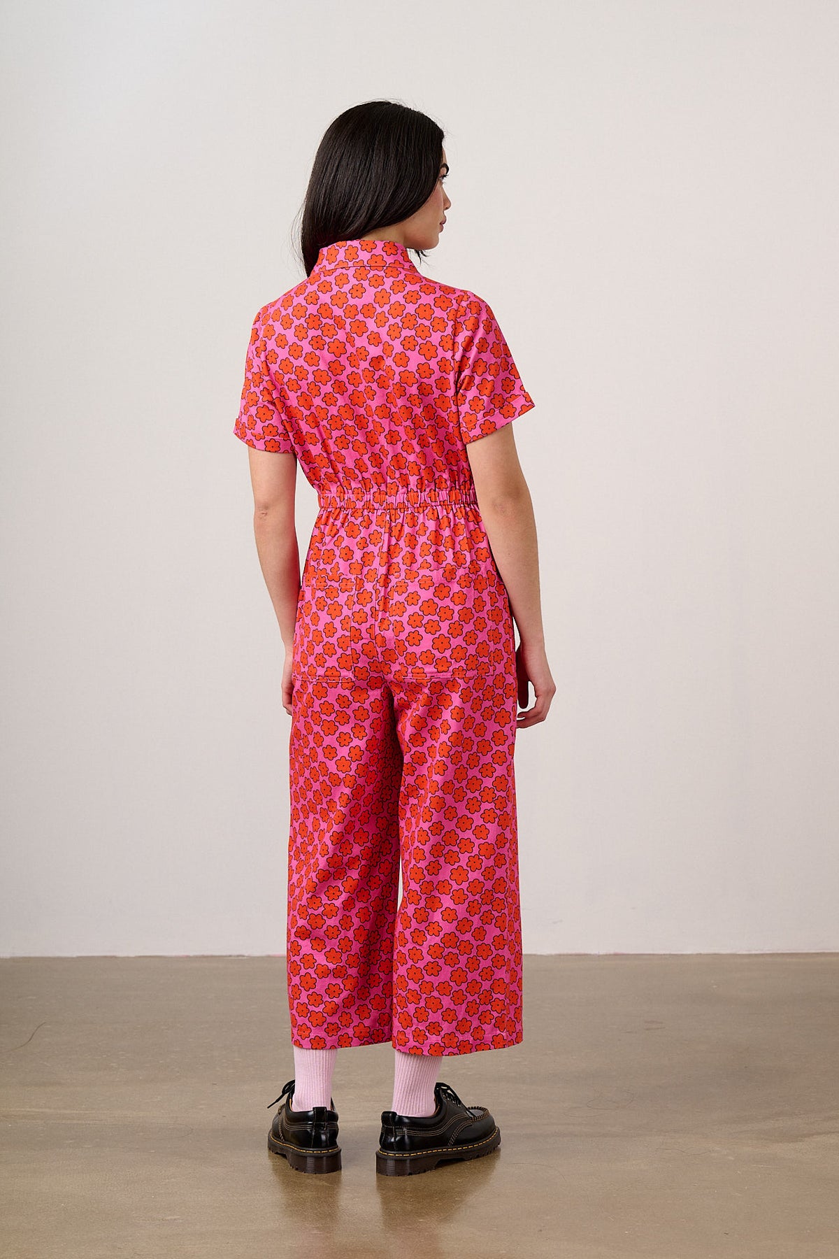 Bee Illustrates Pride 2026 Ragan - Cropped Leg Jumpsuit Organic Cotton Twill in Floral