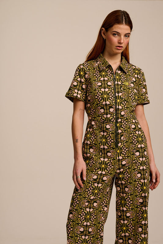 L.E Ragan - Cotton Jumpsuit in Graphics and Grain Artist & Yak