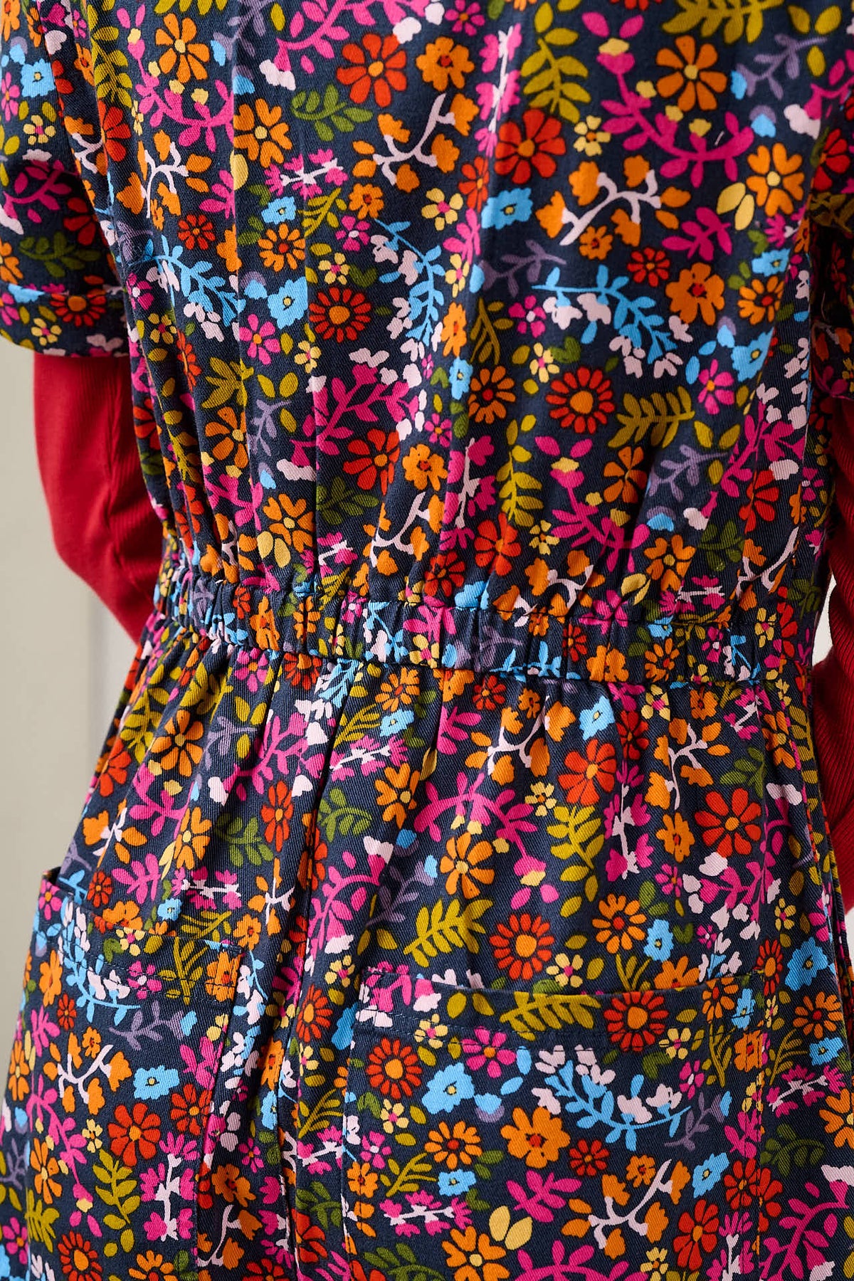 Ragan - Cropped Leg Jumpsuit Organic Cotton in Retro Picnic Floral