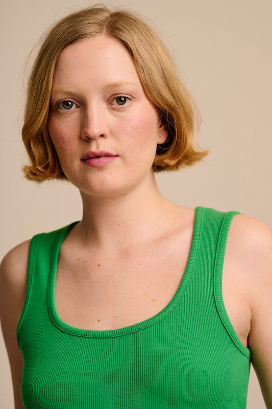 Romy - Scoop Neck Vest Organic Cotton in Kelly Green