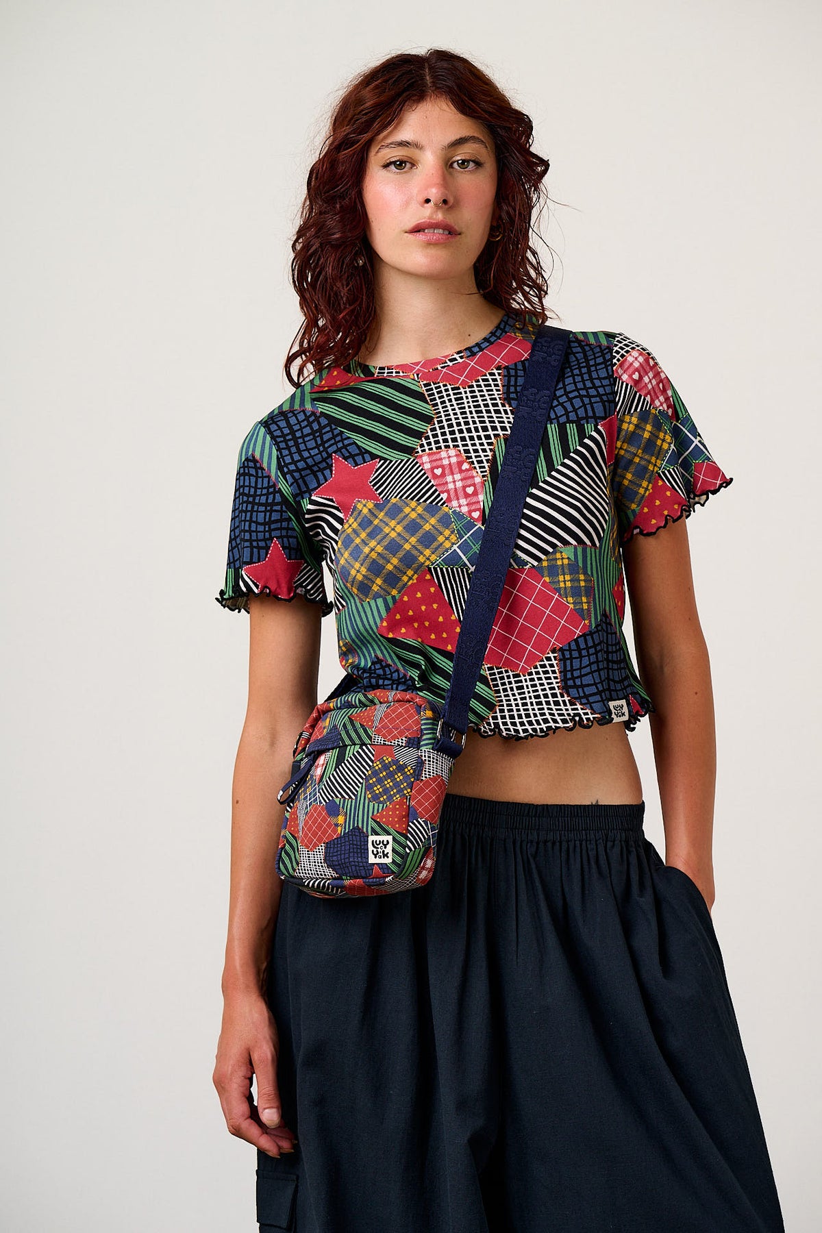 Roxton - Crossbody Bag Organic Cotton in Star Patchwork Print