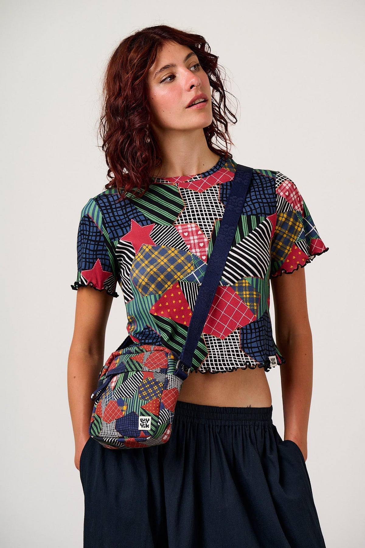 Roxton - Crossbody Bag Organic Cotton in Star Patchwork Print