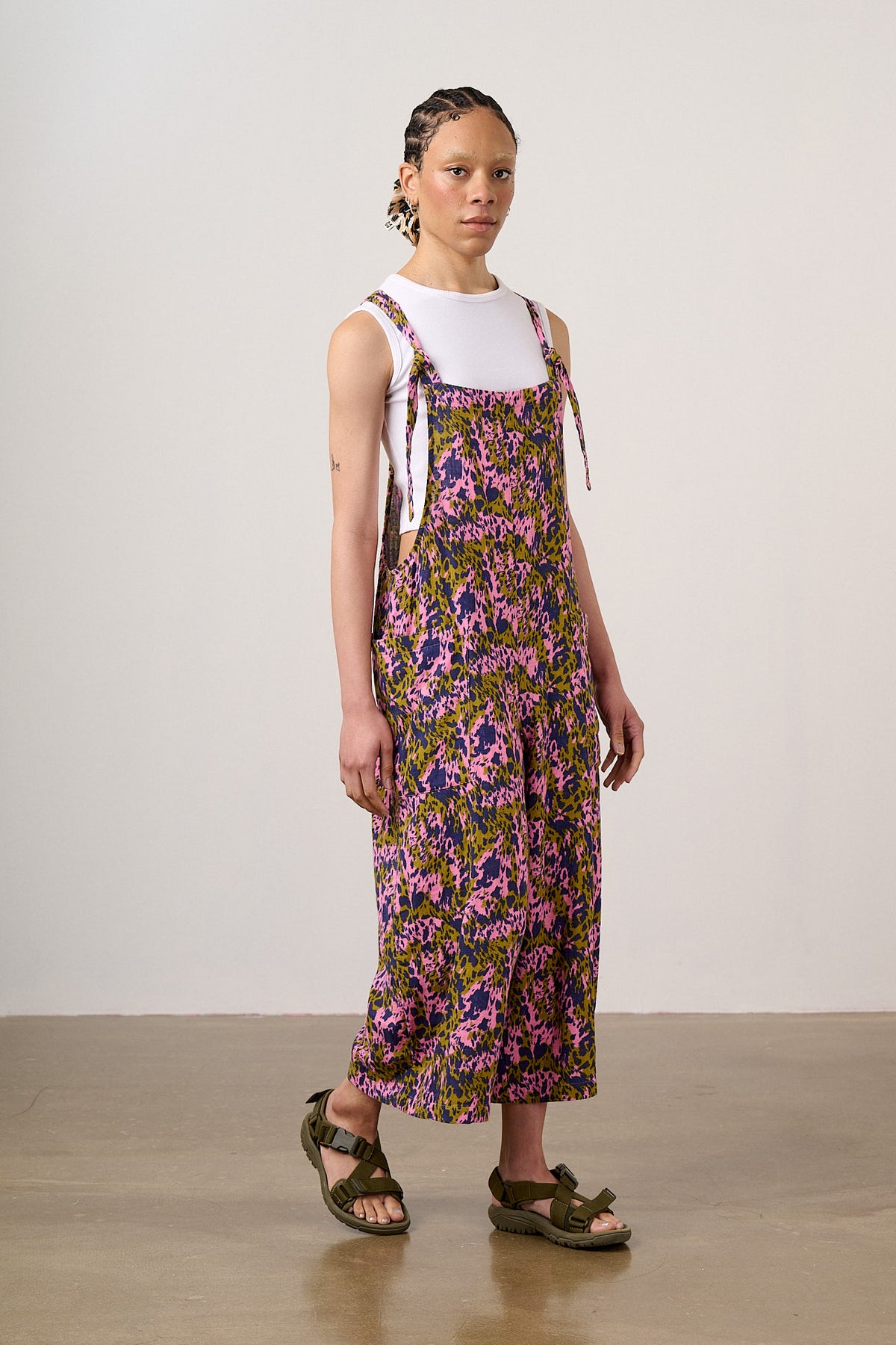 Rudy - Cropped Wide Leg Dungarees Organic Cotton in Animal Wild Expression Print