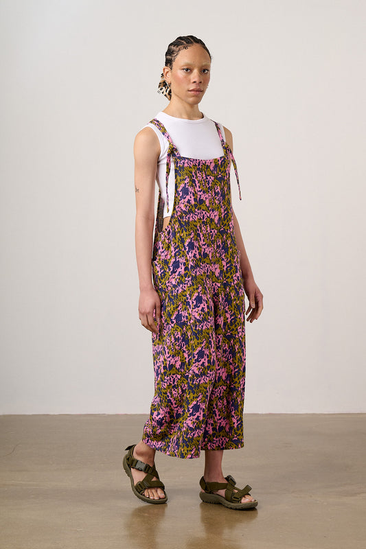 Rudy - Cropped Wide Leg Dungarees Organic Cotton in Animal Wild Expression Print