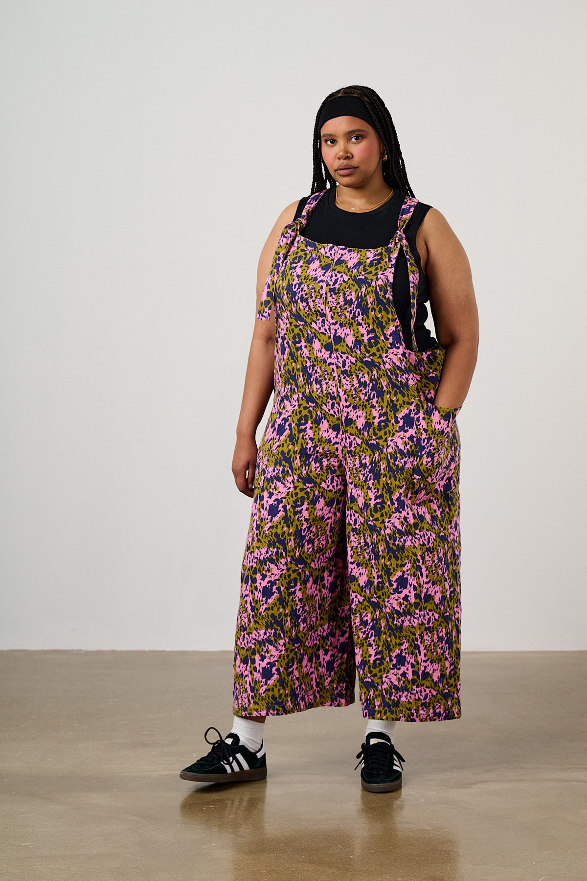 Rudy - Cropped Wide Leg Dungarees Organic Cotton in Animal Wild Expression Print