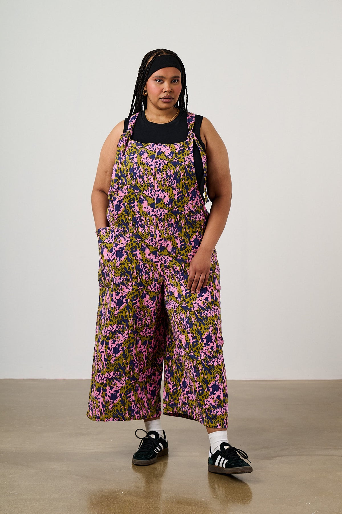 Rudy - Cropped Wide Leg Dungarees Organic Cotton in Animal Wild Expression Print