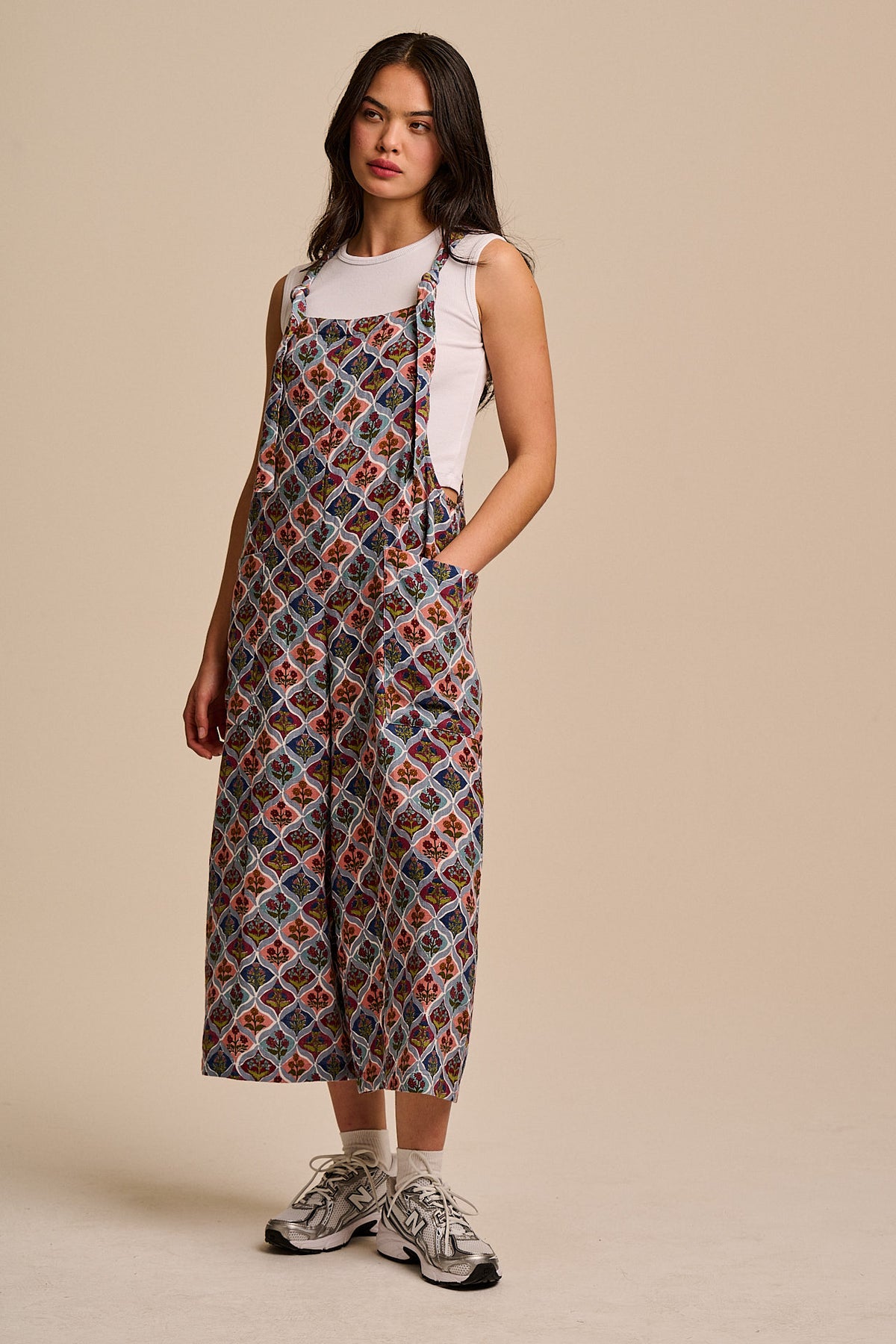 Rudy - Cropped Wide Leg Dungarees Organic Cotton Gauze in Walled Blooms