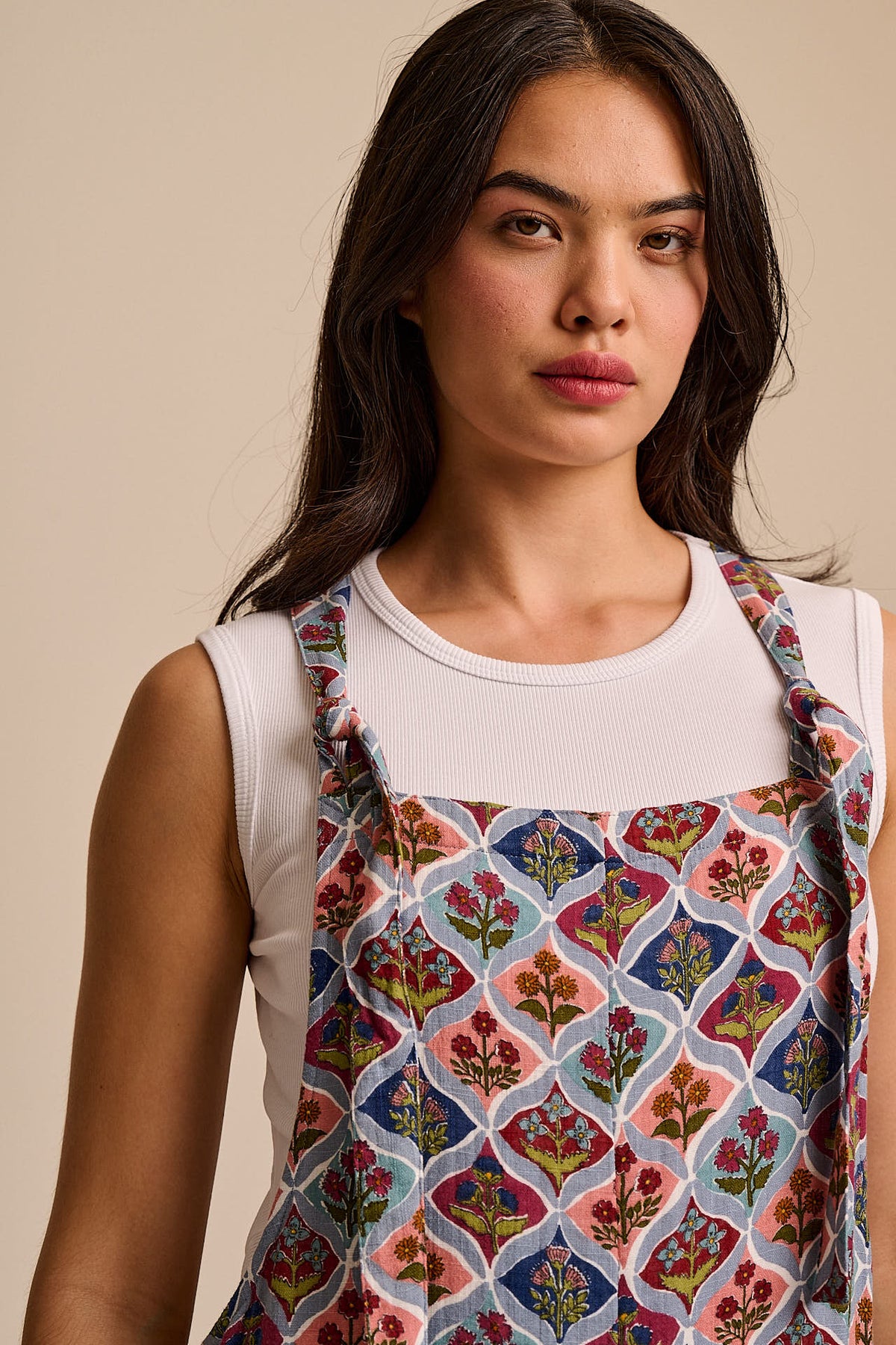 Rudy - Cropped Wide Leg Dungarees Organic Cotton Gauze in Walled Blooms