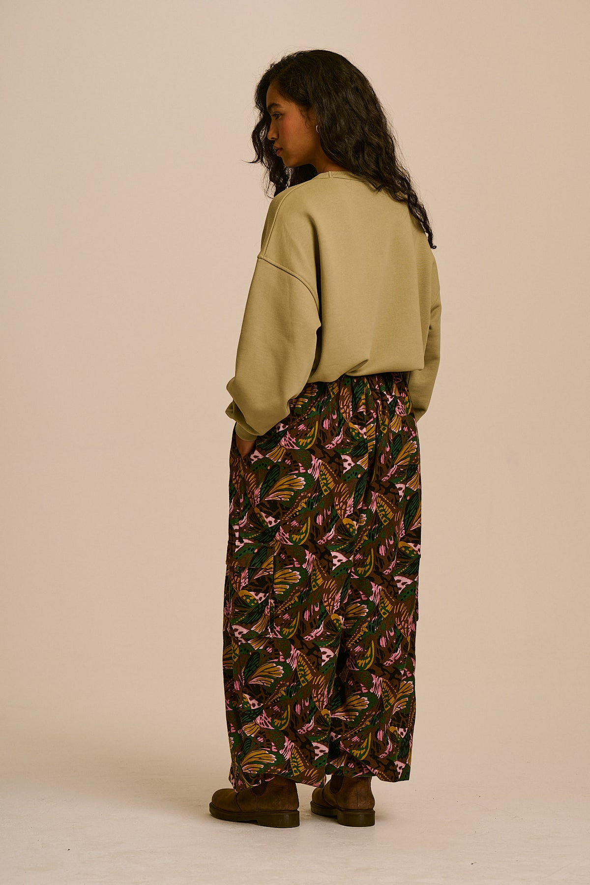 Rumi - Balloon Leg Trousers Organic Brushed Cotton in Botanist Butterfly